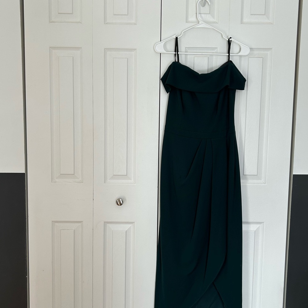BHLDN Thompson Elegant Off-Shoulder Green Dress - Picture 2 of 9